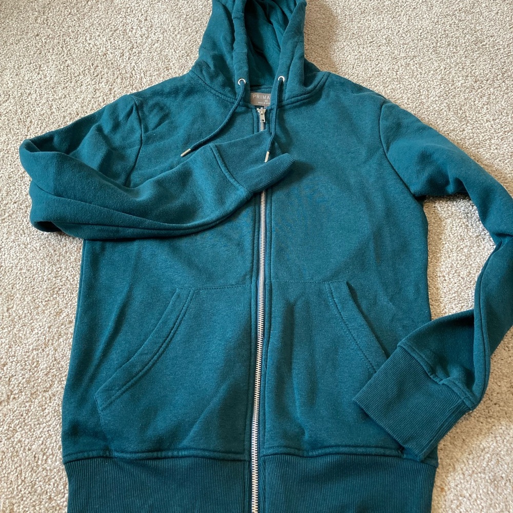 Men’s Primark size XS Emerald green zip up hoodie